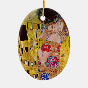De kus van Gustav Klimt,  Art Nouveau Keramisch Ornament