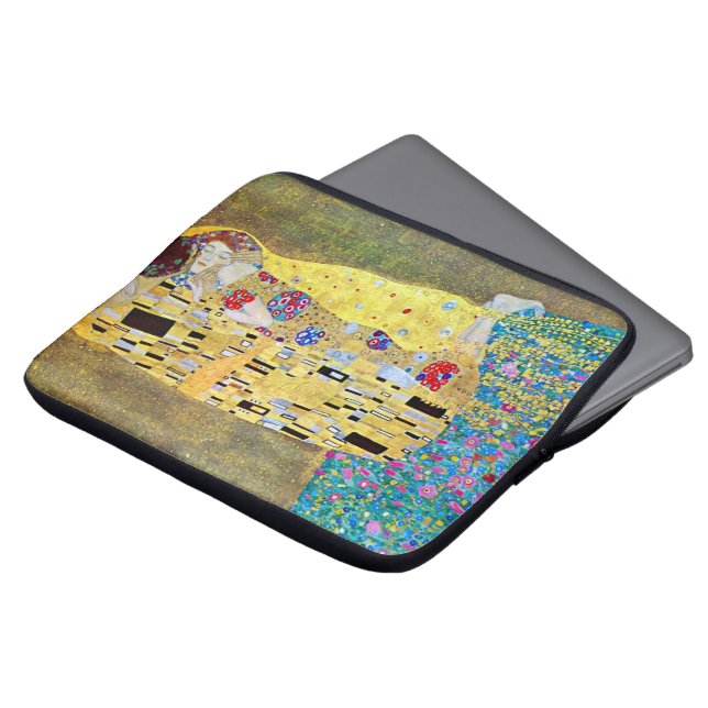 De kus van Gustav Klimt,  Art Nouveau Laptop Sleeve (Voorkant top)