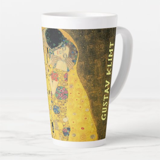 De kus van Gustav Klimt,  Art Nouveau Latte Mok (Rechterhoek)