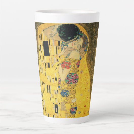 De kus van Gustav Klimt,  Art Nouveau Latte Mok (Voorkant)