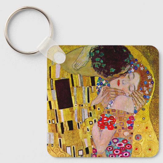 De kus van Gustav Klimt,  Art Nouveau Sleutelhanger (Voorkant)