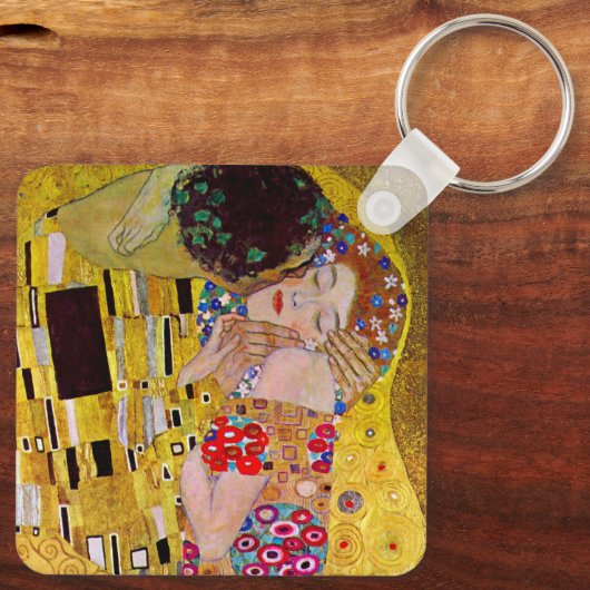 De kus van Gustav Klimt,  Art Nouveau Sleutelhanger (Achterkant)