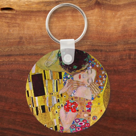 De kus van Gustav Klimt,  Art Nouveau Sleutelhanger (Voorkant)
