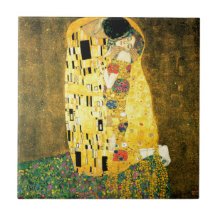 De kus van Gustav Klimt Art Nouveau Tegeltje