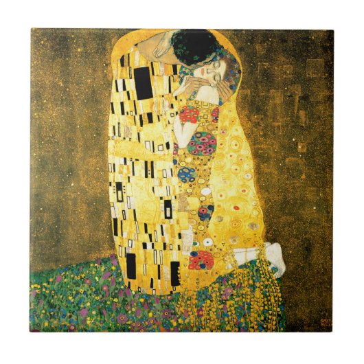 De kus van Gustav Klimt Art Nouveau Tegeltje (Voorkant)