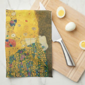 De kus van Gustav Klimt,  Art Nouveau Theedoek (Quarter Fold)