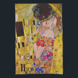 De kus van Gustav Klimt, Art Nouveau Theedoek<br><div class="desc">Het ultieme schilderij van liefde, een prachtig design om Valentijnsdag te vieren met! De Kiss (detail) (1907-1908) van Gustav Klimt is een Victoriaans Era Symbolisme, een mooie kunstliefde en romance schilderij met een romantisch stel in verschillende tinten goud, patronen en symbolen, die een kus delen tegen een bronzen achtergrond. Over...</div>