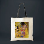 De kus van Gustav Klimt,  Art Nouveau Tote Bag<br><div class="desc">Het ultieme schilderij van liefde, een prachtig design om Valentijnsdag te vieren met! De Kiss (detail) (1907-1908) van Gustav Klimt is een Victoriaans Era Symbolisme, een mooie kunstliefde en romance schilderij met een romantisch stel in verschillende tinten goud, patronen en symbolen, die een kus delen tegen een bronzen achtergrond. Over...</div>
