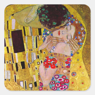 De kus van Gustav Klimt,  Art Nouveau Vierkante Sticker