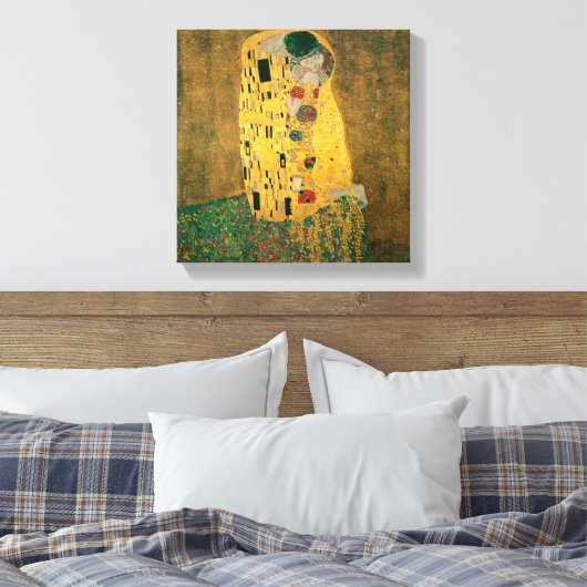De kus van Gustav Klimt Canvas Afdruk (Insitu (Slaapkamer))