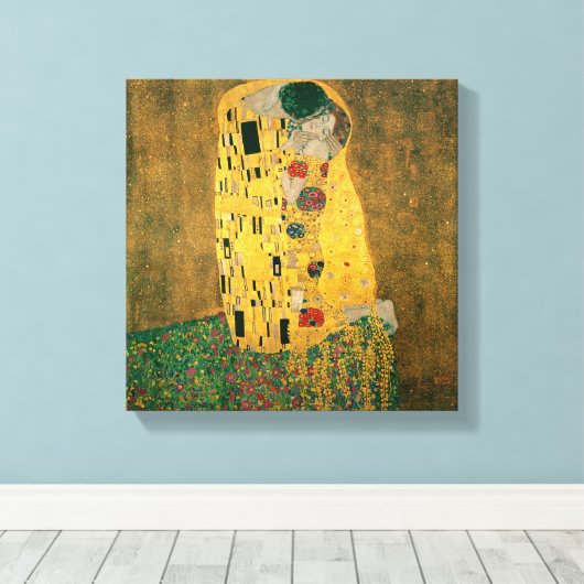 De kus van Gustav Klimt Canvas Afdruk (Insitu (Houten vloer))