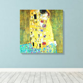 De kus van Gustav Klimt Canvas Afdruk (Insitu (Houten vloer))