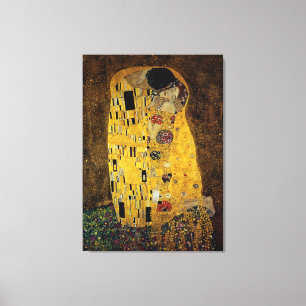De kus van Gustav Klimt Canvas Afdruk