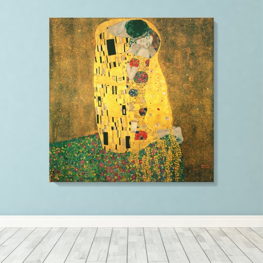 De kus van Gustav Klimt Canvas Afdruk (Insitu (Houten vloer))
