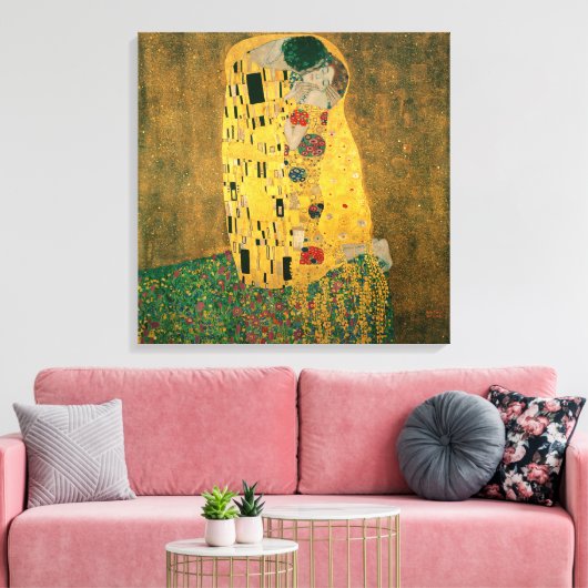 De kus van Gustav Klimt Canvas Afdruk (Insitu (Woonkamer))