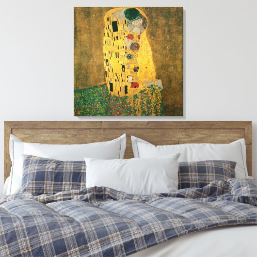 De kus van Gustav Klimt Canvas Afdruk (Insitu (Slaapkamer))