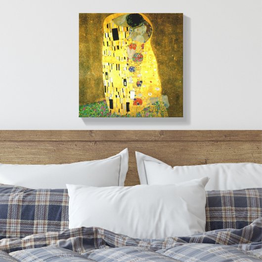 De kus van Gustav Klimt Canvas Afdruk (Insitu (Slaapkamer))