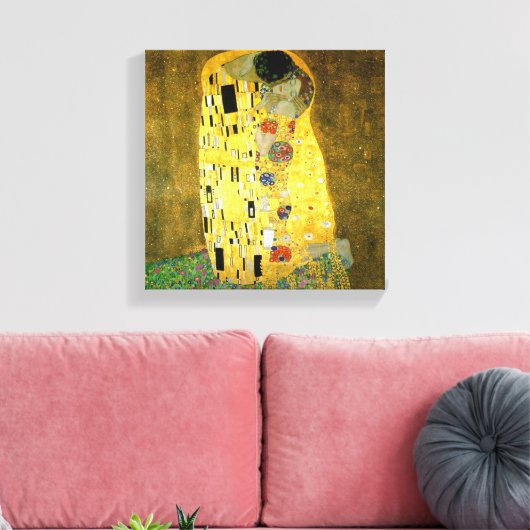 De kus van Gustav Klimt Canvas Afdruk (Insitu (Woonkamer))