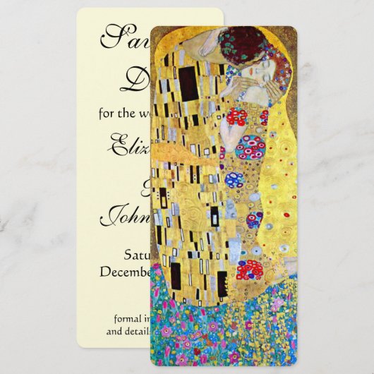 De Kus van Gustav Klimt, die de Datum bewaart. Save The Date (Voorkant / Achterkant)
