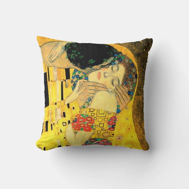De kus van Gustav Klimt Fine Art Pillow Kussen (Voorkant)