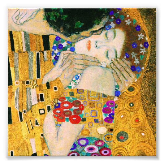 De kus van Gustav Klimt Foto Afdruk (Voorkant)