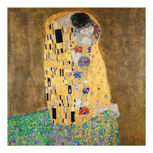 De kus van Gustav Klimt Foto Afdruk (Voorkant)