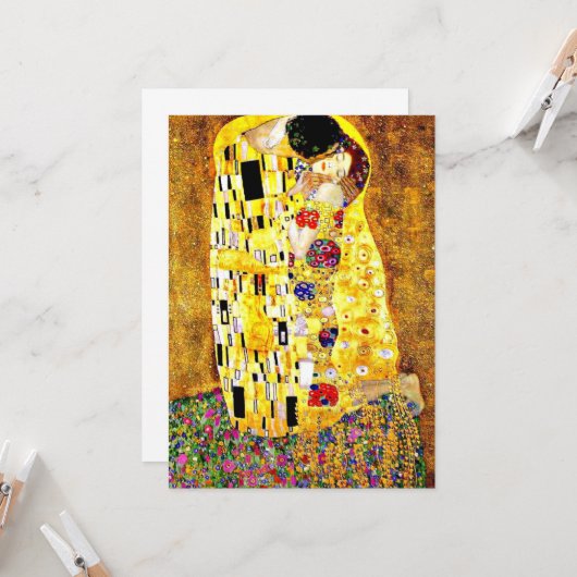 De kus van Gustav Klimt Kaart (Voorkant / Achterkant in situ)
