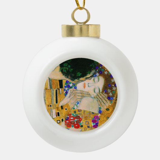De kus van Gustav Klimt Keramische Bal Ornament (Voorkant)