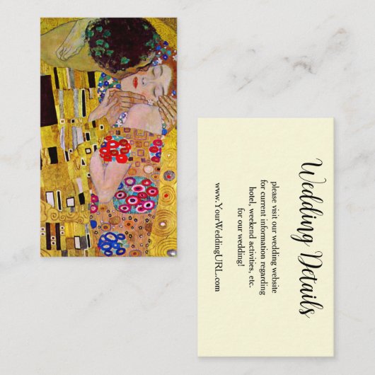 De kus van Gustav Klimt,  kunst bruiloft Informatiekaartje (Voorkant / Achterkant)
