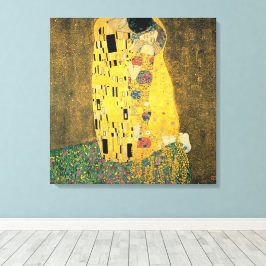 De Kus van Gustav Klimt, Oude Art Nouveau Canvas Afdruk (Insitu (Houten vloer))