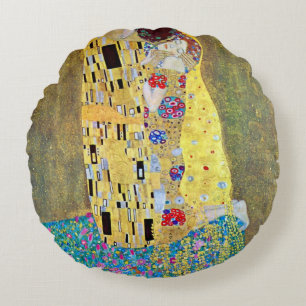 De Kus van Gustav Klimt, Oude Art Nouveau Rond Kussen