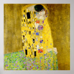 De kus van Gustav Klimt Poster<br><div class="desc">In "The Kiss" (1907/08),  of "Der Kuss" in het Duitse origineel,  gebaseerd op hemzelf en zijn geliefde Emilie,  markeert "The Kiss" het hoogtepunt van de gouden periode en wordt het embleem van de Secessie.</div>