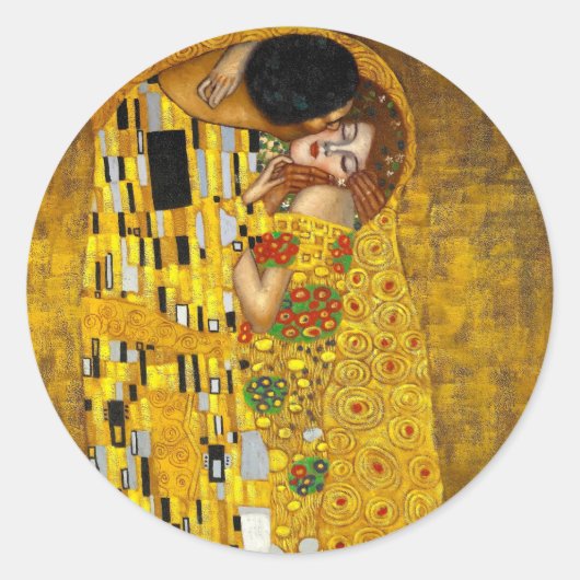 De kus van Gustav Klimt Ronde Sticker (Voorkant)