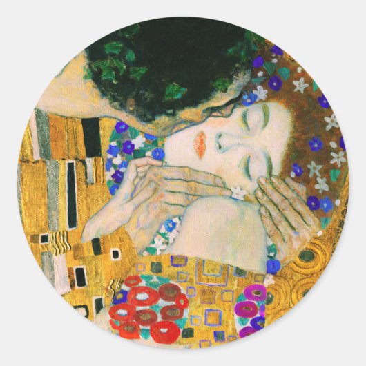 De kus van Gustav Klimt Ronde Sticker (Voorkant)