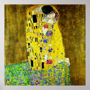 De Kus van Gustav Klimt, symboliserende schilder,  Poster