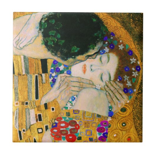 De kus van Gustav Klimt Tegeltje (Voorkant)