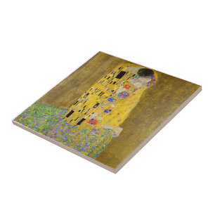 De kus van Gustav Klimt Tegeltje
