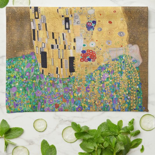De kus van Gustav Klimt Theedoek (Gevouwen)