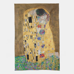 De kus van Gustav Klimt Theedoek