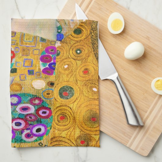 De kus van Gustav Klimt Theedoek (Quarter Fold)