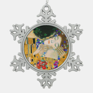 De kus van Gustav Klimt Tin Sneeuwvlok Ornament