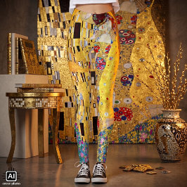 De Kus van Gustav Klimt, Vintage Art Nouveau Leggings