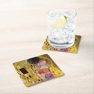 De Kus van Gustav Klimt, Vintage Kunst Bruiloft Kartonnen Onderzetters
