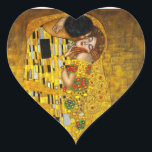 De kus van Gustave Klimt Hart Sticker<br><div class="desc">De Kus,  de olie en het goudblad op het canvas,  1907-1908. Österreichische Galerie Belvedere,  Wenen,  180 cm × 180 cm</div>