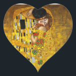 De kus van Gustave Klimt Hart Sticker<br><div class="desc">De Kus,  de olie en het goudblad op het canvas,  1907-1908. Österreichische Galerie Belvedere,  Wenen,  180 cm × 180 cm</div>