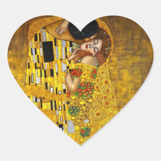 De kus van Gustave Klimt Hart Sticker (Voorkant)