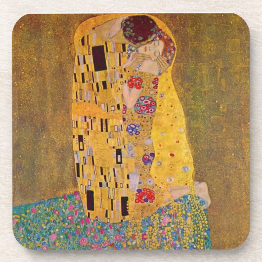 "De kus" van Gustave Klimt Onderzetter (Voorkant)