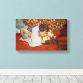 De kus van Henri de Toulouse-Lautrec op Canvas~ Canvas Afdruk (Insitu (Houten vloer))