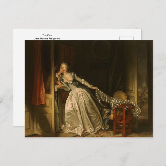 De kus van Jean Honore Fragonard Briefkaart (Voorkant / Achterkant)