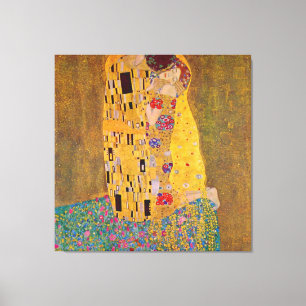 De kus van Klimt Canvas Afdruk